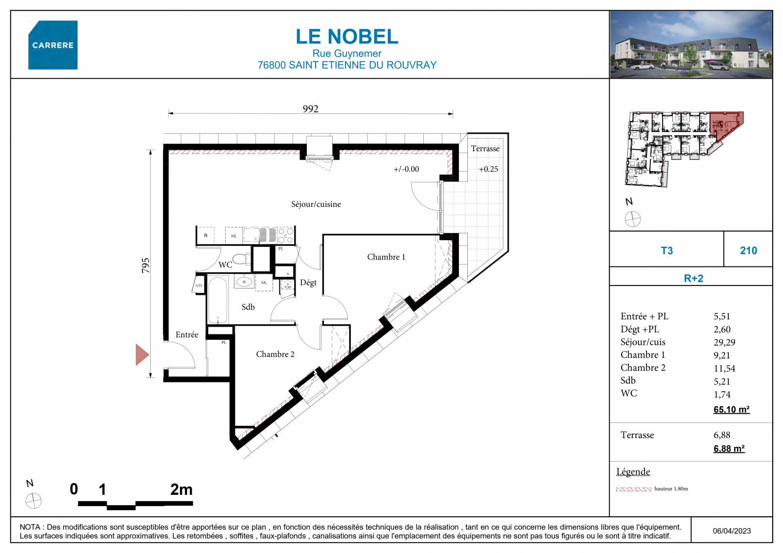 F3 terrasse dernier étage a vendre rouen 76
